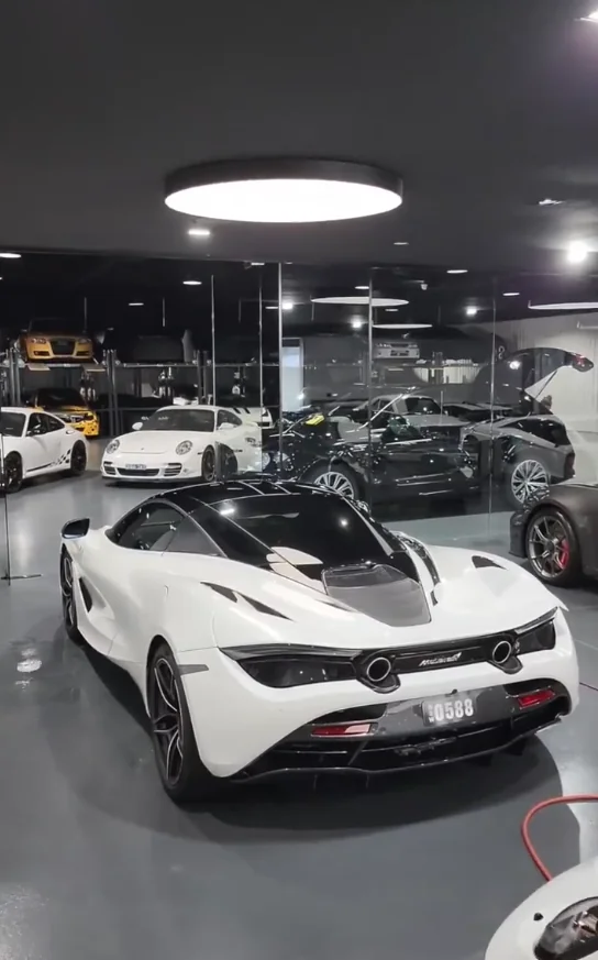 white sports car on display